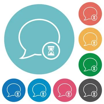 Waiting message outline flat round icons Stock Illustration