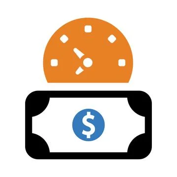 Waiting, money, clock, time, time on money icon Stock Illustration