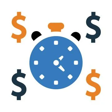 Waiting, money, clock, time, time on money icon Stock Illustration