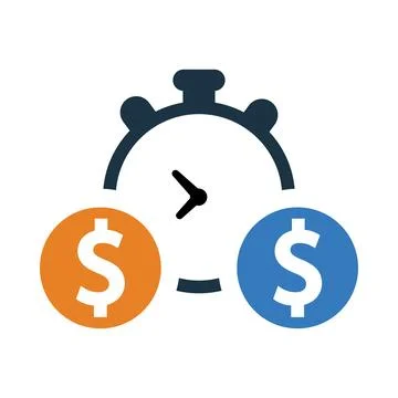 Waiting, money, clock, time, time on money icon Stock Illustration