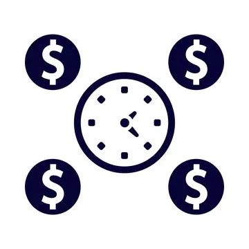 Waiting, money, clock, time, time on money icon Stock Illustration