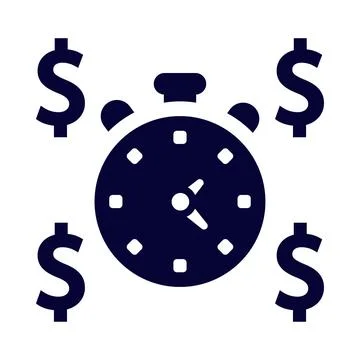 Waiting, money, clock, time, time on money icon Stock Illustration