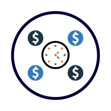 Waiting, money, clock, time, time on money icon Stock Illustration