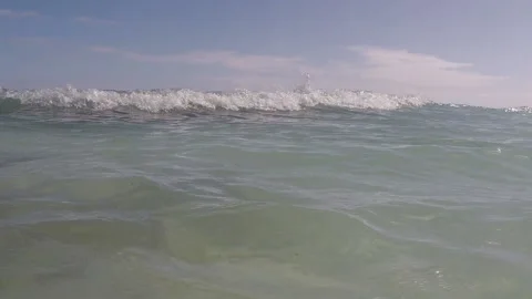 Waiting for Ocean Waves to Crash, Camera Goes Underwater Stock Footage 185094789
