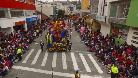 Waiting for a Parade Float to Continue Down the Street Stock Footage 73046769