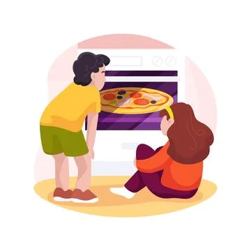 Waiting for Pizza isolated cartoon vector illustration. Ilustración de archivo