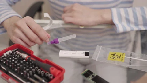 Waiting result rapid self-test of antigens. Stock Footage 171400592