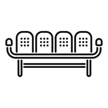 Waiting room bench with four empty seats icon Stock Illustration