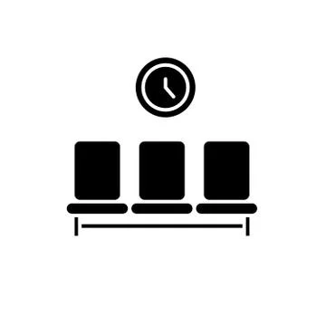 Waiting room black icon, vector sign on isolated background. Waiting room Stock Illustration