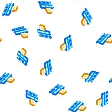 Waiting room clock isometric icon seamless pattern Stock Illustration
