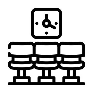 Waiting room clock line icon vector illustration Stock Illustration
