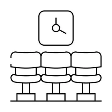 Waiting room clock line icon vector illustration 스톡 일러스트