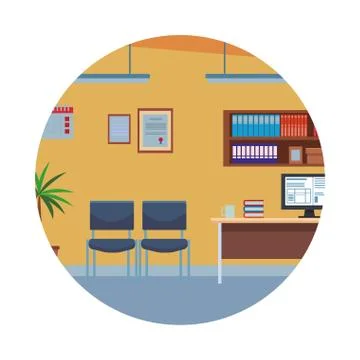 Waiting room desk computer Stock Illustration