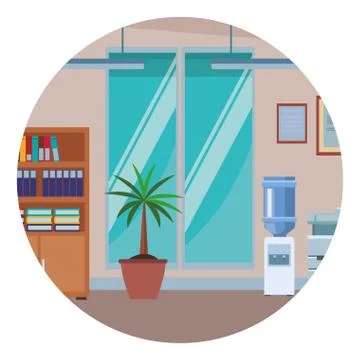 Waiting room desk computer Stock Illustration