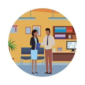 Waiting room desk computer Stock Illustration