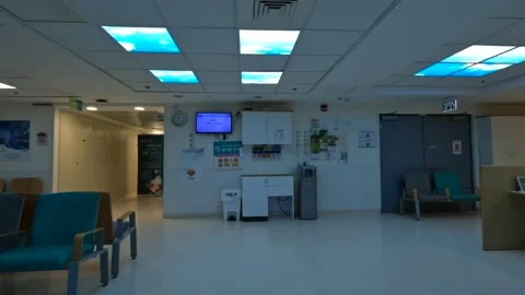 . The waiting room is empty at Shaare Tzedek Hospital. Stock Footage 220649116