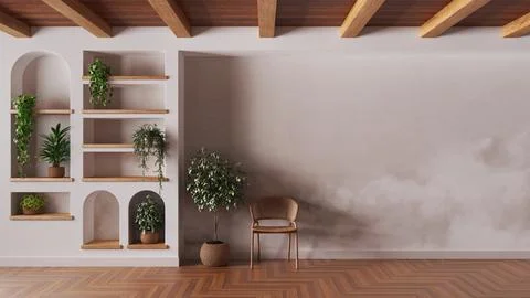 Waiting room interior design in white and beige tones with copy-space. Wood.. Stock Illustration