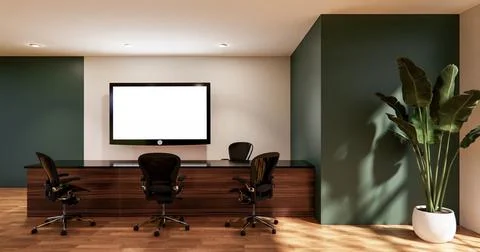 Waiting room interior on office design.3D rendering Stock Illustration