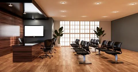 Waiting room interior on office design.3D rendering Stock Illustration