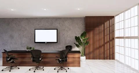 Waiting room interior on office design.3D rendering Stock Illustration
