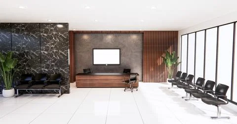 Waiting room interior on office design.3D rendering Stock Illustration
