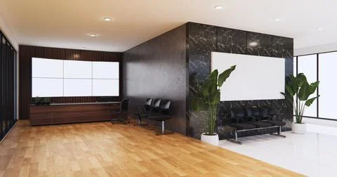 Waiting room interior on office design.3D rendering Stock Illustration