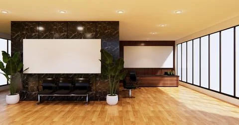 Waiting room interior on office design.3D rendering Stock Illustration