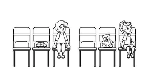 Waiting room kid vector イラスト素材