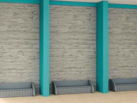 Waiting room, modern lounge with sofas, 3D Rendering Stock-Illustration