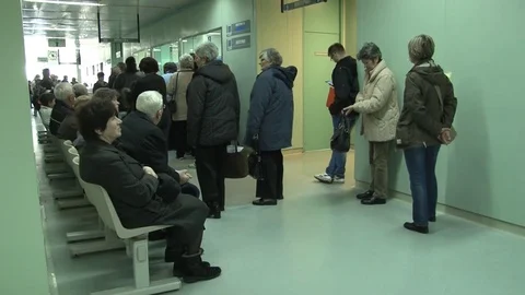 Waiting room in public hospital Stock Footage