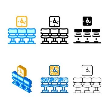 Waiting room types clock color icon vector イラスト素材