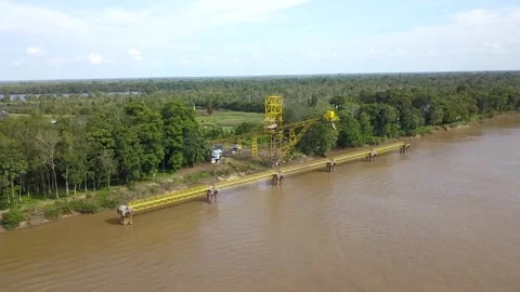 Waiting for ships to arrive for barging activities in coal mining Stock Footage 241554418