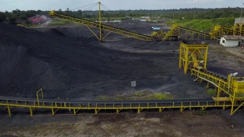 Waiting for ships to arrive for barging activities in coal mining Stock Footage 241554836