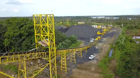 Waiting for ships to arrive for barging activities in coal mining Stock Footage 241556047