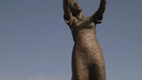 Waiting on the Shore statue at Rosses Point, Sligo, Ireland video 2. Stock Footage 201524201