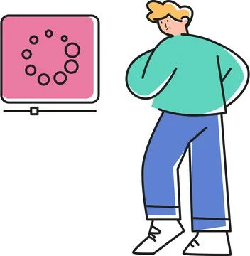 Waiting for Slow Loading Illustration - Patience &amp; Lag Stock Illustration
