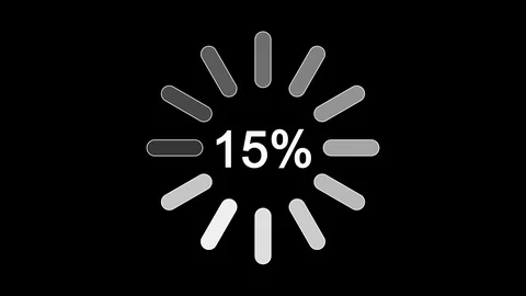 Waiting Spinning Icon with Percentage Slowly Counting Up Stock Footage