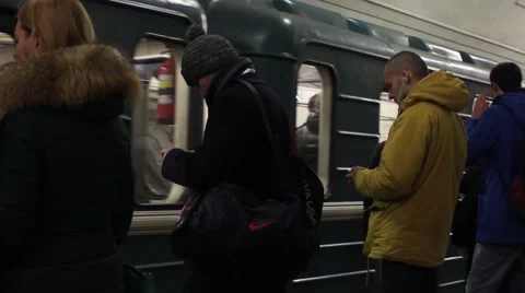 Waiting on Subway Stock Footage 57863818