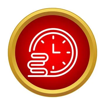Waiting time clock icon in red circle Illustrazione stock