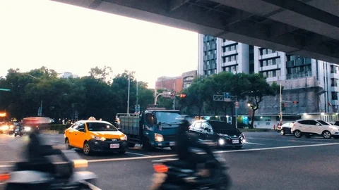 Waiting for traffic light Stock Footage