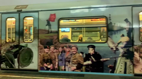 Waiting For Train To Arrive Arriving Underground train Moscow 4k slow motion Stock Footage 263254206