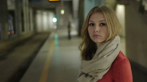 Waiting for a train Stock Footage 32714960