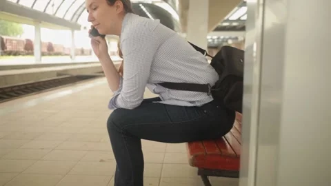 Waiting for the train Stock Footage 153848905