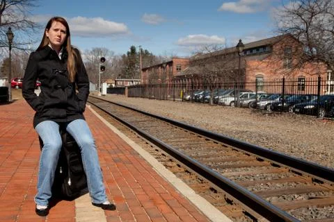 Waiting for the train Stock Photos