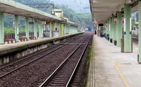 Waiting at the Train Station Stock Photos