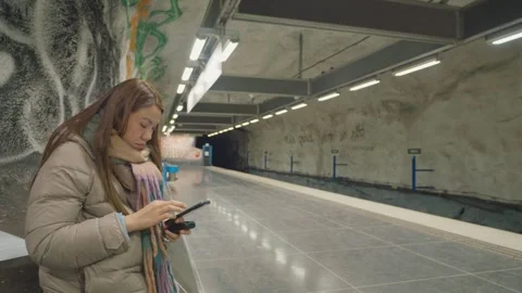 Waiting in the Underground: A Moment of Connection Video stock 327082695