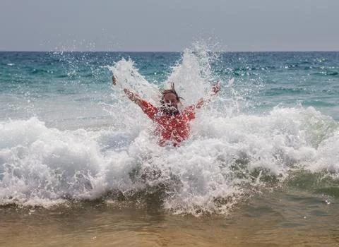Waiting of a wave Stock Photos