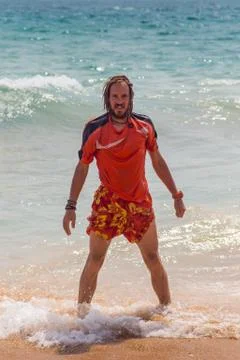 Waiting of a wave Stock Photos