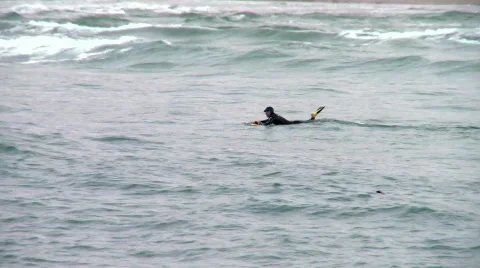Waiting for the waves - surfers 3 Stock Footage 692552