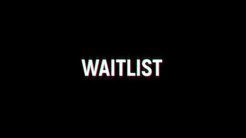 Waitlist text animated word with retro glitch effect black background Stock Footage 313461305